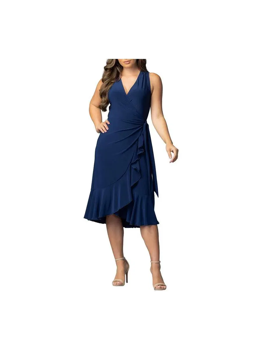 Платье-запах без рукавов Laguna Sleeveless Wrap Kiyonna — изображение 1 из 4, темно-синий
