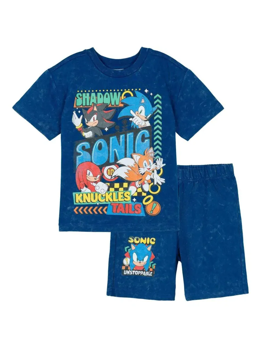 Комплект из футболки и шорт с принтом Sonic The Hedgehog