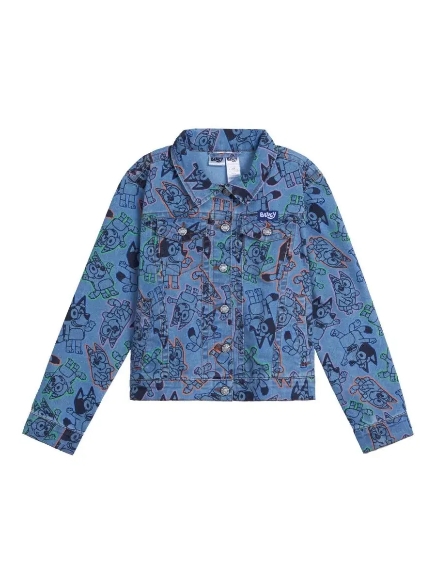 Джинсовая куртка с принтом Bluey Bluey Bluey Acid Wash Blue — изображение 1 из 3, синий