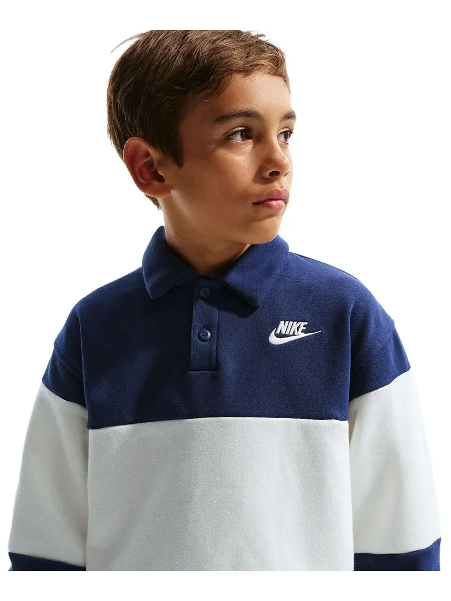 Полосатая толстовка для мальчиков 8-20 лет от Sportswear Club Rugby Nike — изображение 2 из 4, темно-синий