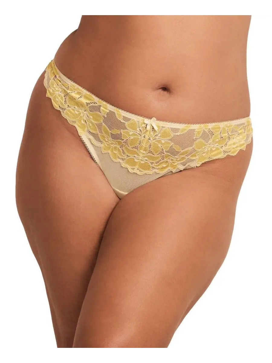 Трусы-слипы с кружевом Mellody Floral-Lace Adore Me — изображение 1 из 3, светлый желтый