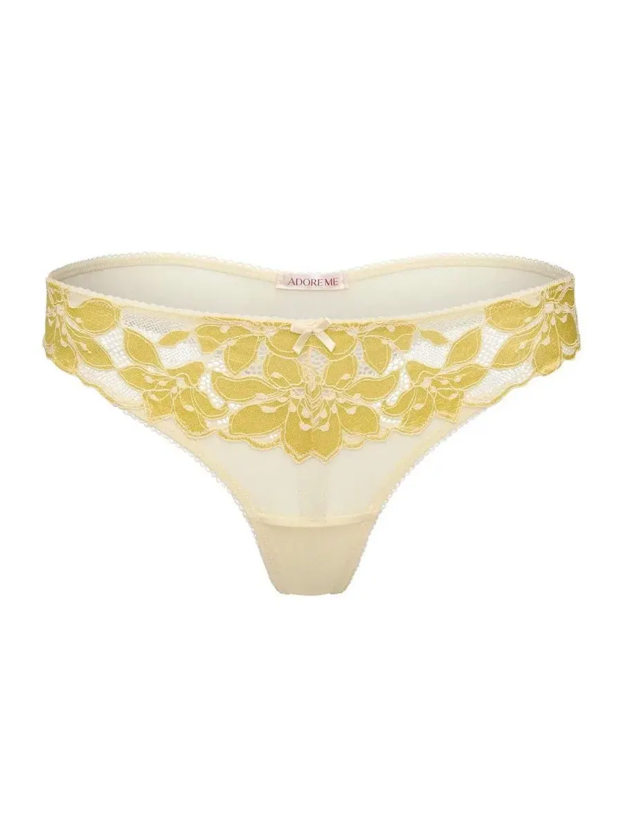 Трусы-слипы с кружевом Mellody Floral-Lace Adore Me — изображение 3 из 3, светлый желтый