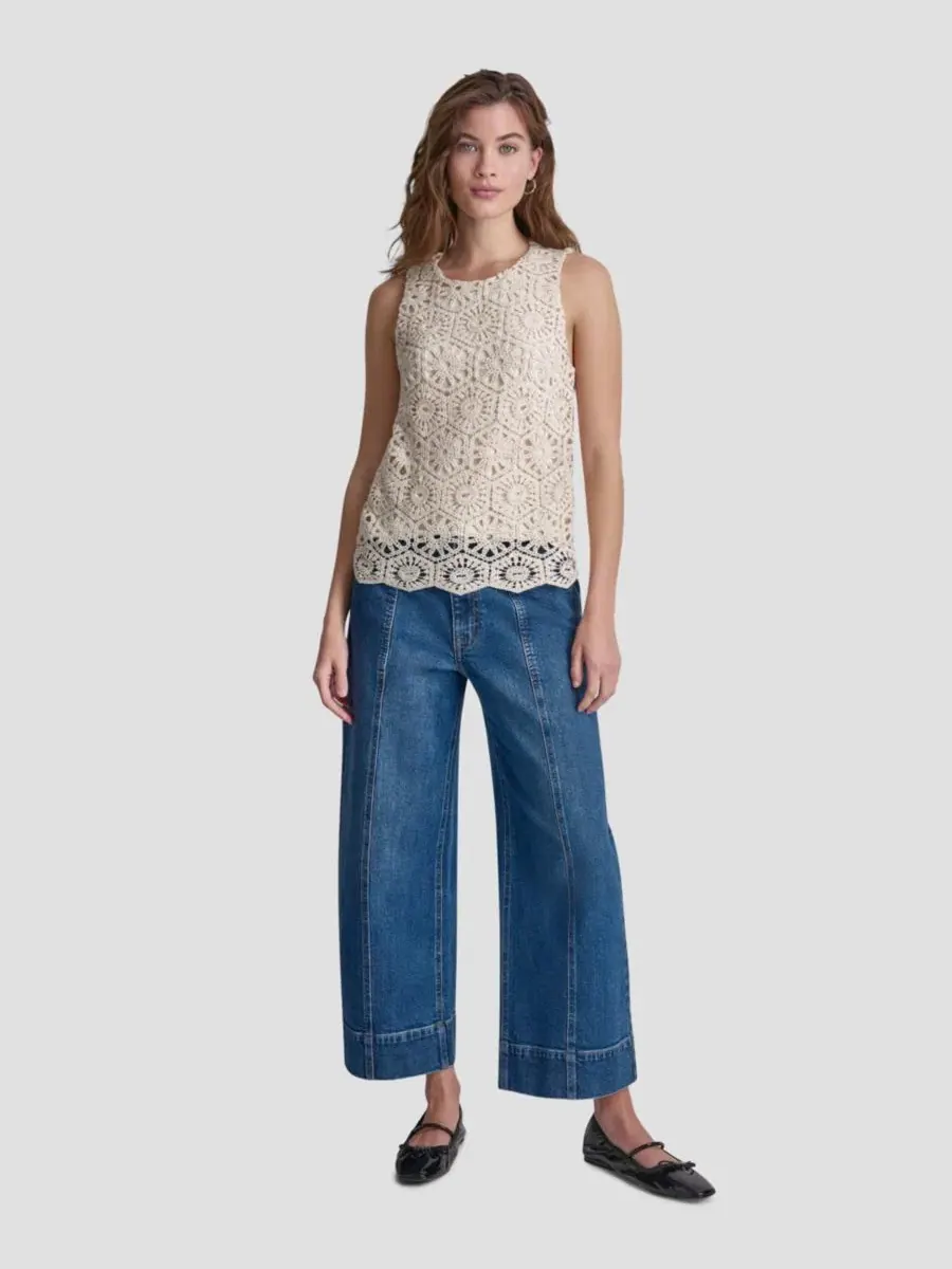Вязаная крючком майка с круглым вырезом для невысоких девушек Dkny Jeans — изображение 2 из 6, прозрачный