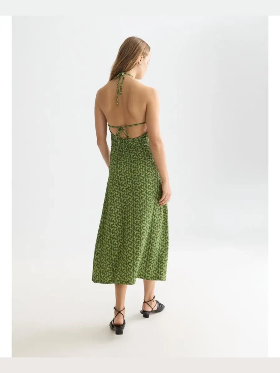 Женское летнее платье миди с открытой спиной Scotch & Soda — изображение 2 из 6, зеленый
