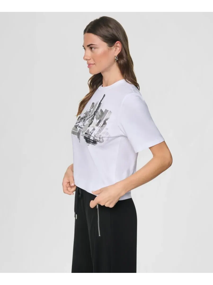 Футболка с принтом City и стразами DKNY — изображение 3 из 6, белый