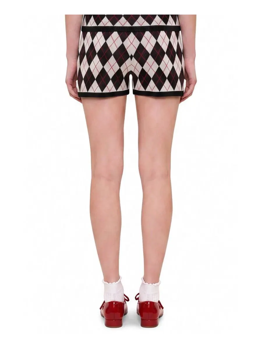 Шорты мини вязаные с ромбовидным принтом Daydreamers Argyle Knit Mini Short PCFG — изображение 2 из 7, нет цвета