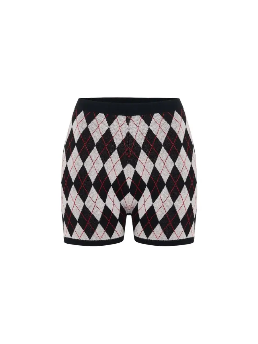 Шорты мини вязаные с ромбовидным принтом Daydreamers Argyle Knit Mini Short PCFG — изображение 4 из 7, нет цвета