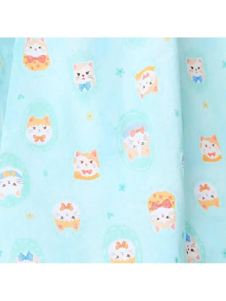 Платье-трапеция с принтом Blue Cat Print Unique Vintage — изображение 5 из 5, синий