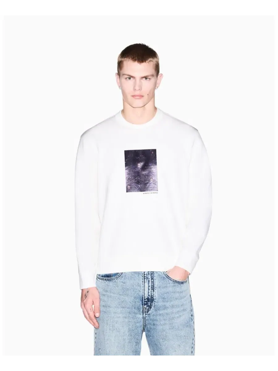 Мужская толстовка с круглым вырезом и цветочным принтом в коробке A|X Armani Exchange