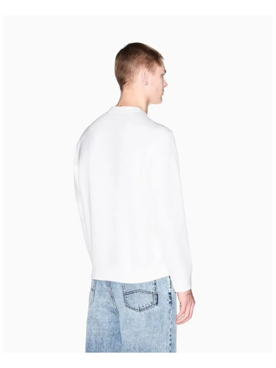 Мужская толстовка с круглым вырезом и цветочным принтом в коробке A|X Armani Exchange — изображение 4 из 5, белый