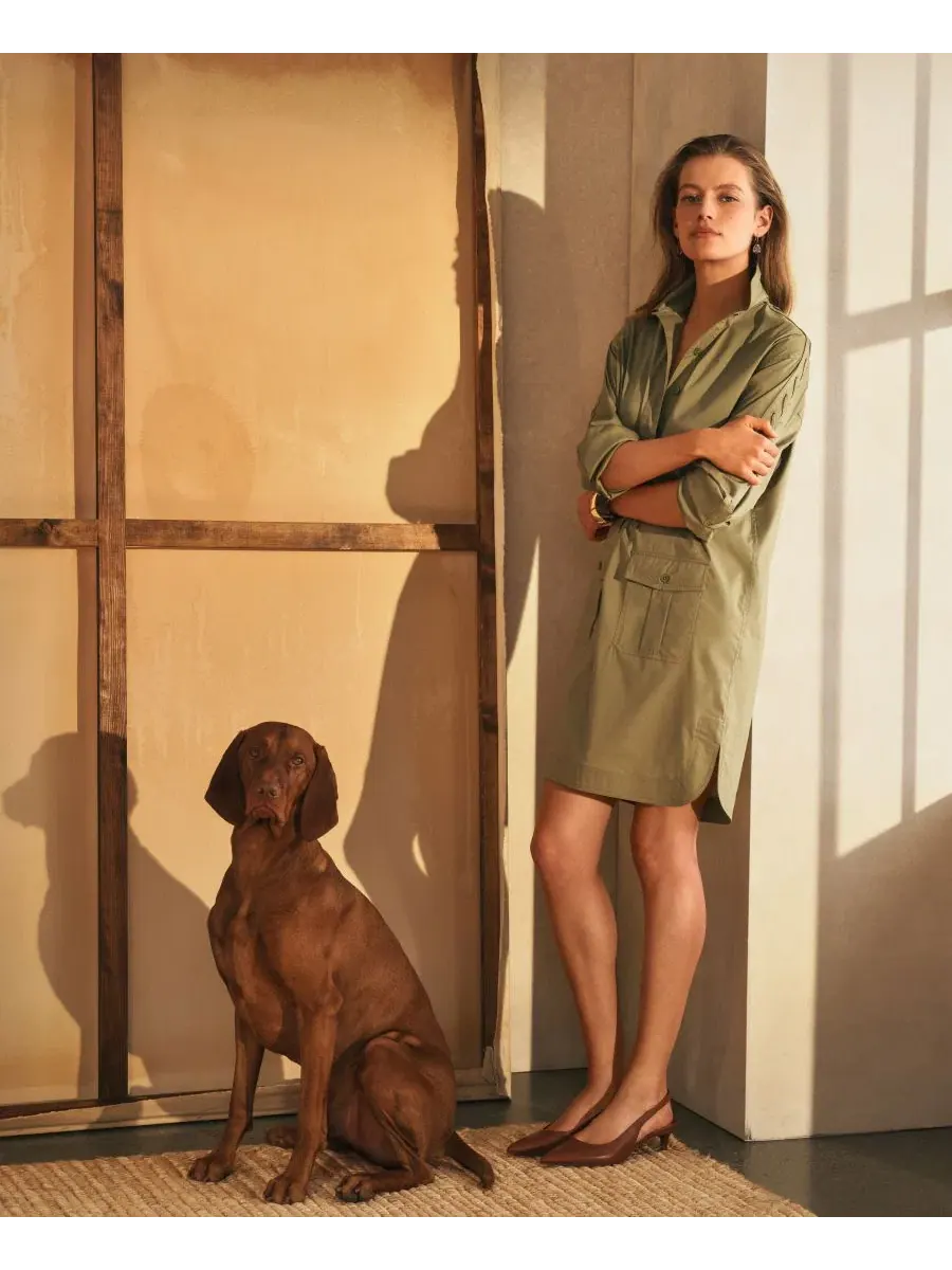 Платье-рубашка с отложным воротником и шнуровкой по плечам Lauren Ralph Lauren — изображение 7 из 8, агава