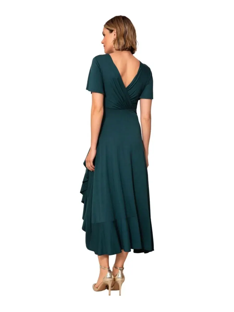 Платье-миди с запахом и воланами Waterfall Ruffle Wrap Midi Dress Alie Street London — изображение 3 из 8, зеленый