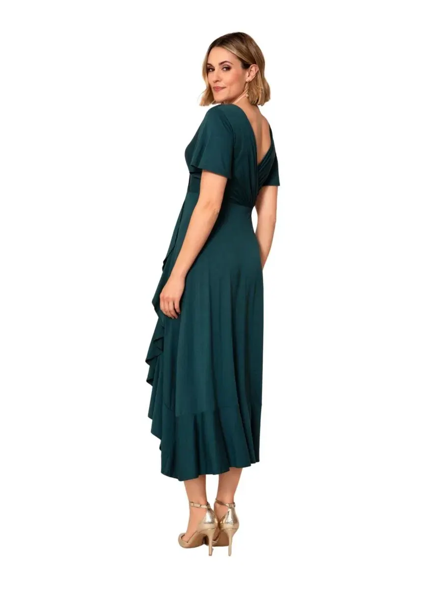 Платье-миди с запахом и воланами Waterfall Ruffle Wrap Midi Dress Alie Street London — изображение 7 из 8, зеленый