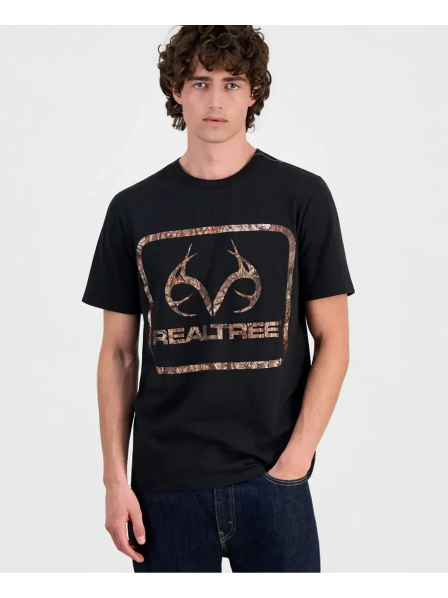 Мужская футболка с камуфляжным логотипом RealTree Realtree — изображение 1 из 4, черный