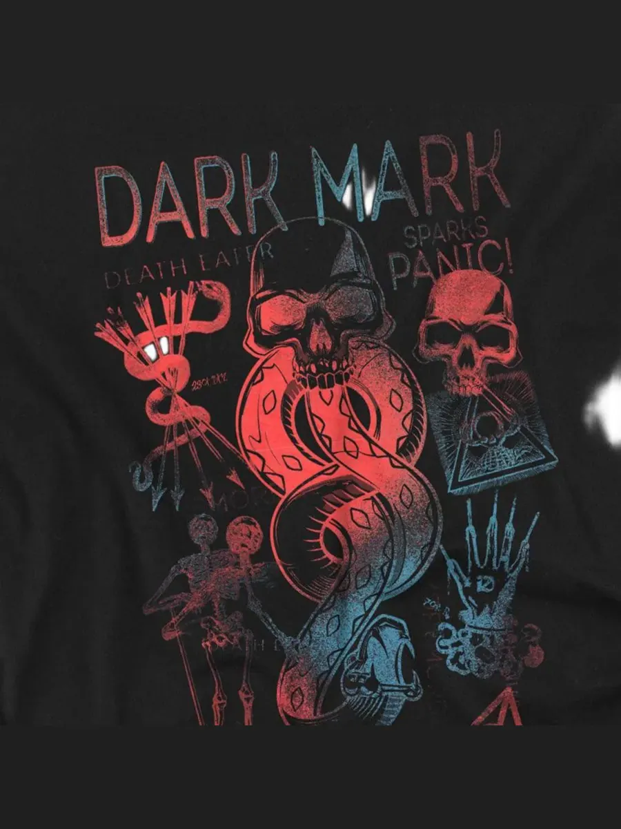 Футболка с принтом Dark Mark Sparks Panic Harry Potter — изображение 3 из 3, черный