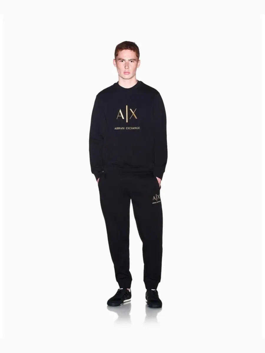 Свитшот с круглым вырезом, хлопковый, с принтом A|X Armani Exchange — изображение 4 из 8, черный