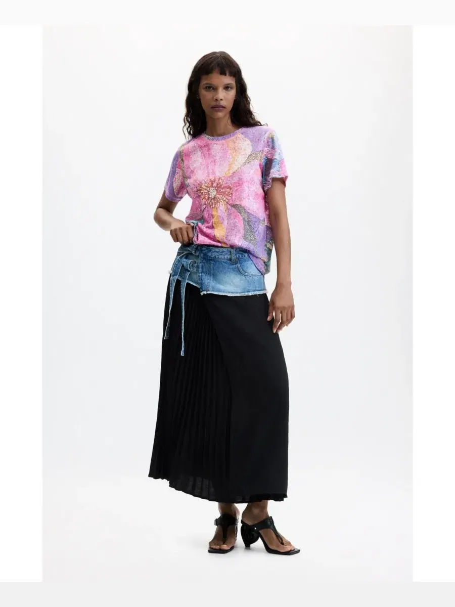 Футболка с цветочным принтом Desigual — изображение 2 из 5, красный