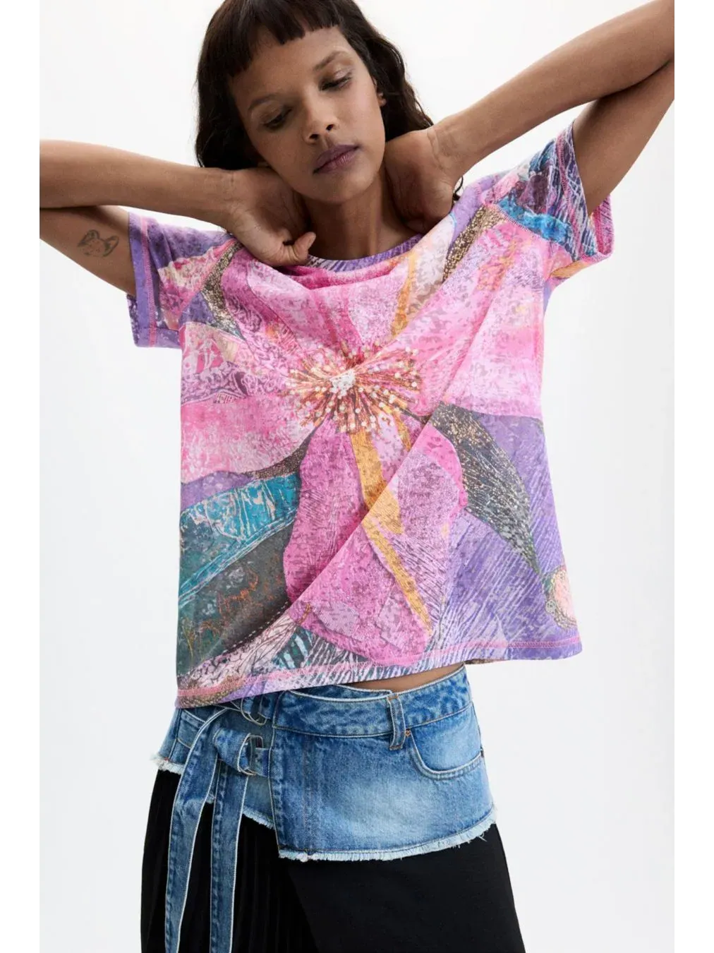 Футболка с цветочным принтом Desigual — изображение 3 из 5, красный