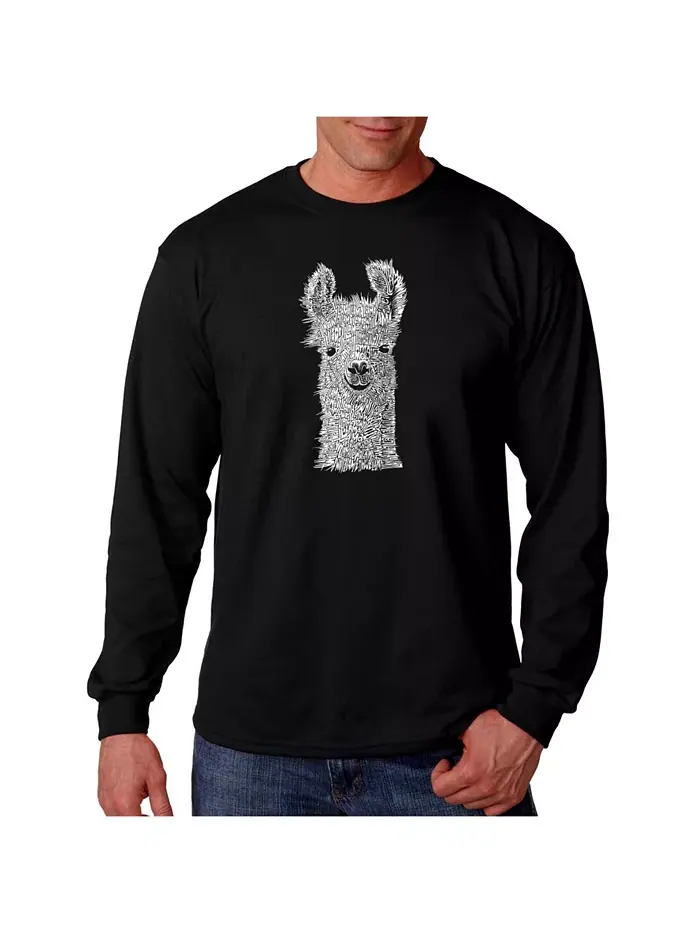 Мужская футболка с длинным рукавом и принтом Word Art - Llama LA Pop Art — изображение 1 из 2, черный