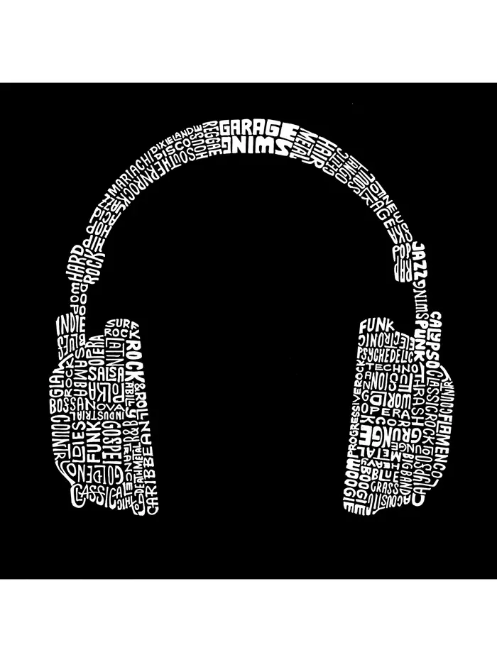 Мужская футболка Premium Blend Word Art - Наушники - Музыкальные жанры LA Pop Art — изображение 2 из 2, бордовый