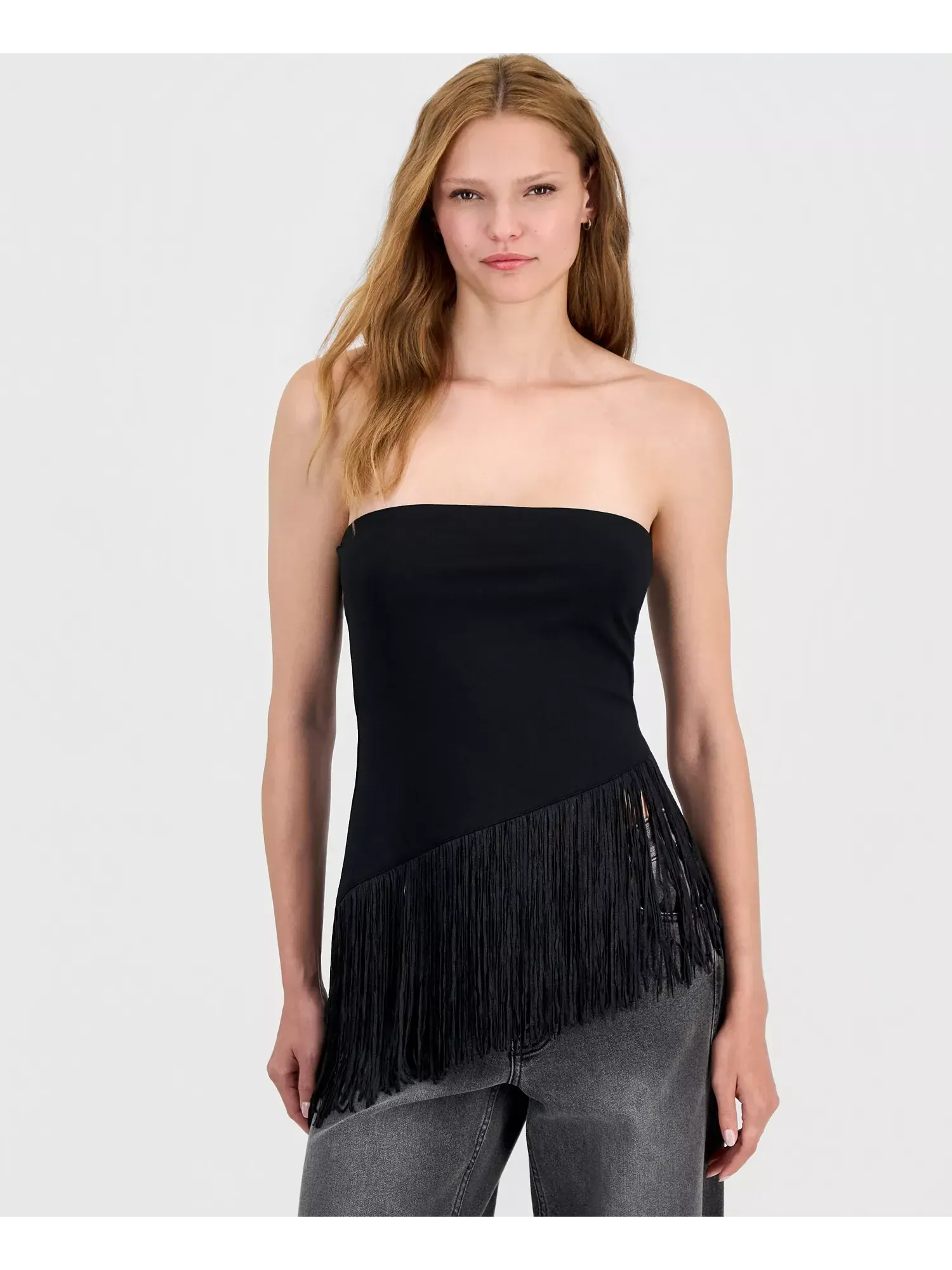 Топ Bar III Asymmetrical Fringe-Hem — изображение 1 из 3, черный