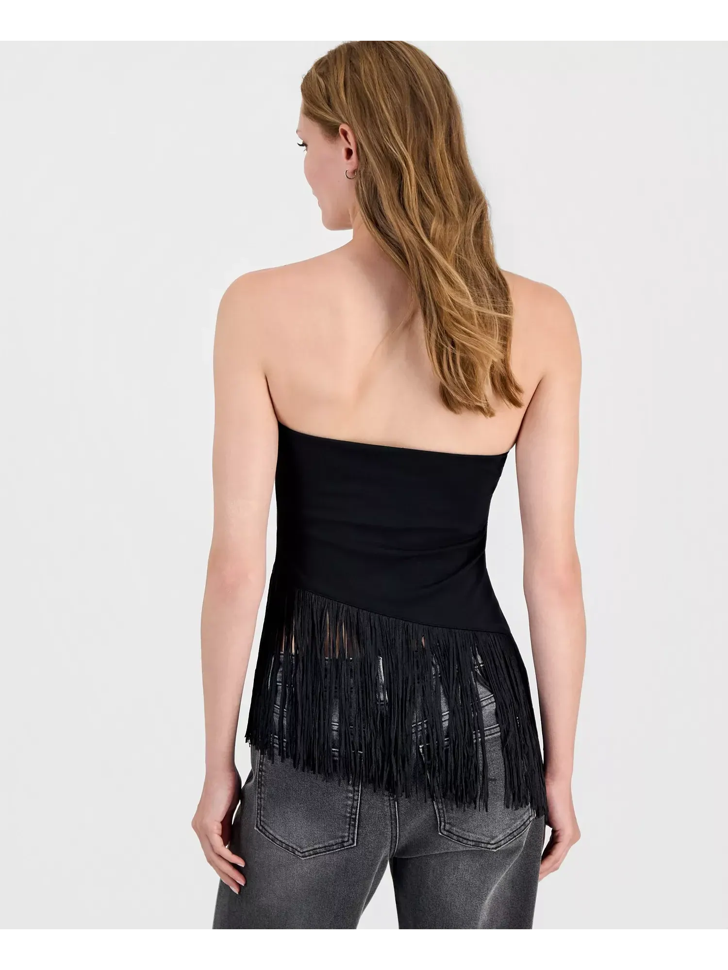 Топ Bar III Asymmetrical Fringe-Hem — изображение 3 из 3, черный