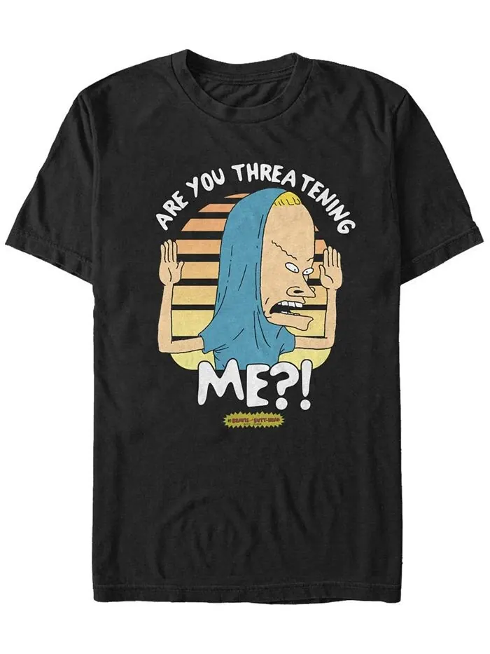 Мужская футболка с короткими рукавами и логотипом Beavis and Butthead MTV Are You Threatening Me — изображение 1 из 1, черный