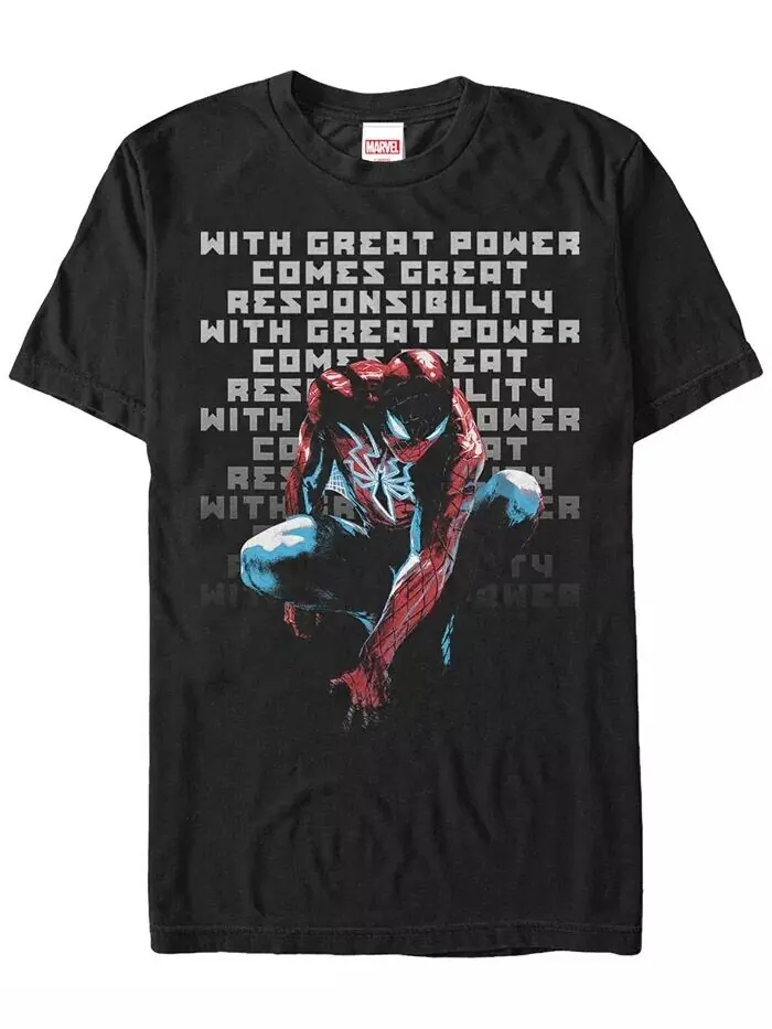 Футболка с коротким рукавом для мужчин Marvel «Человек-паук с большой ответственностью» Fifth Sun — изображение 1 из 1