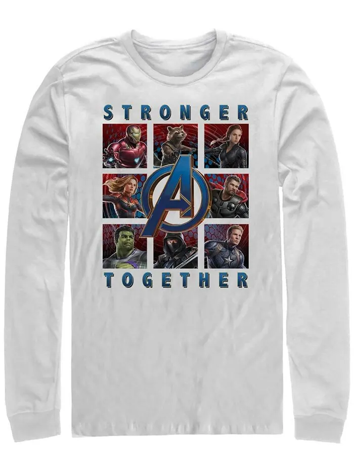 Мужские коробки Marvel Avengers Endgame Stronger Together, футболка с длинным рукавом Fifth Sun — изображение 1 из 1, белый