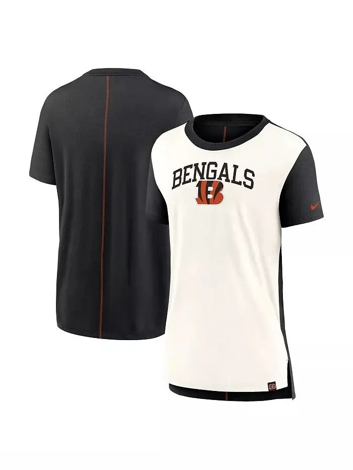Женская кремовая/черная футболка с надписью Cincinnati Bengals Tri-Blend Nike — изображение 1 из 3