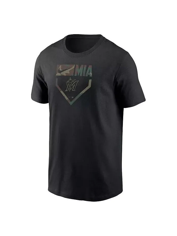 Мужская черная камуфляжная футболка Miami Marlins Nike — изображение 2 из 3, черный