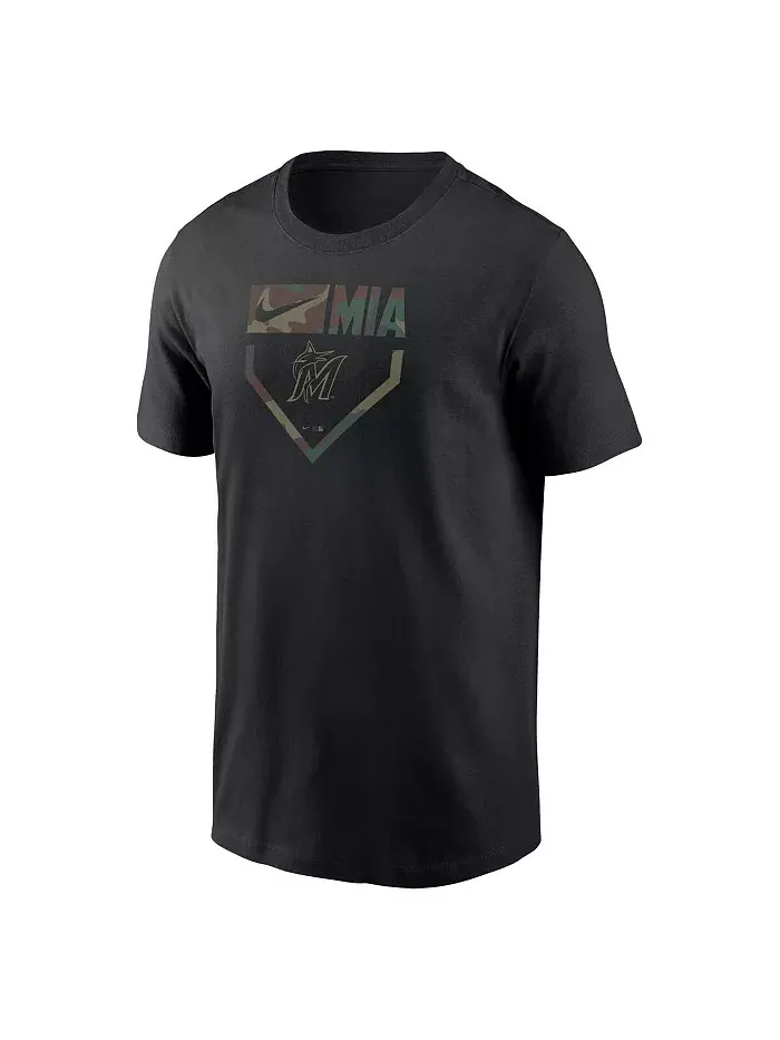 Мужская черная футболка Miami Marlins в камуфляжном стиле Nike — изображение 2 из 3