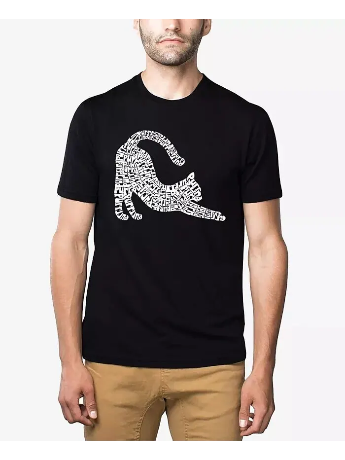 Футболка мужская Stretching Cat Premium Blend Word Art LA Pop Art — изображение 1 из 3, черный