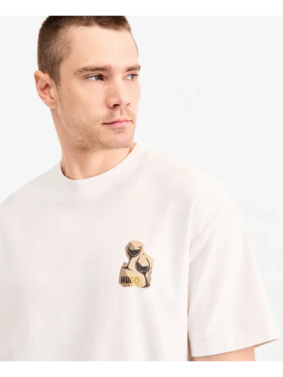 Футболка с графическим принтом Detzi Graphic Crewneck HUGO by Hugo Boss — изображение 2 из 4, белый