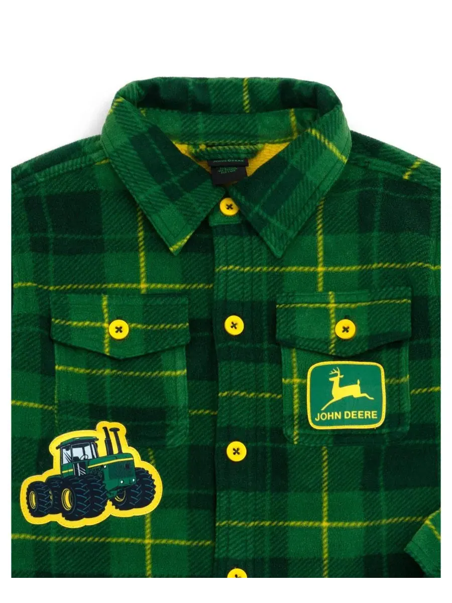 Детская фланелевая рубашка-куртка с подкладкой из шерпы John Deere — изображение 3 из 3, зеленый желтый