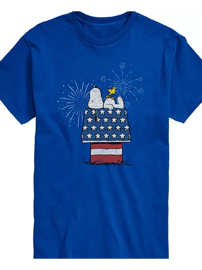 Мужская футболка с коротким рукавом Peanuts Snoopy Flag House Fireworks AIRWAVES — изображение 2 из 3, синий