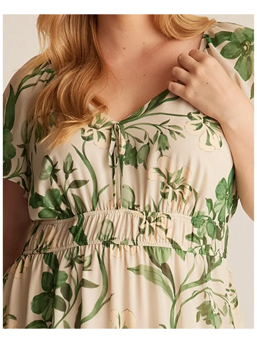 Платье миди с рукавом-лепесток Anaya Petal Flutter Sleeve Summer Midi Dress ESTELLE — изображение 6 из 6, кремовый