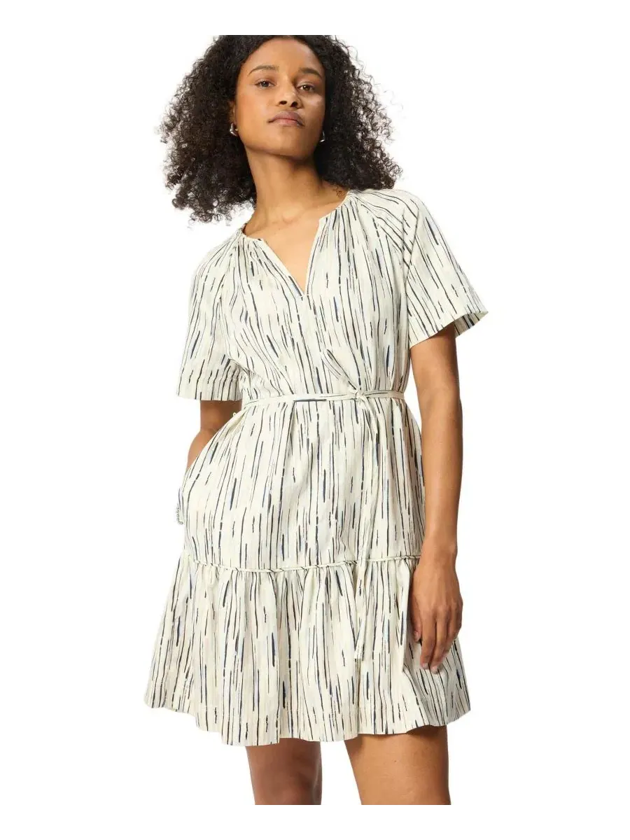 Платье-трапеция с абстрактной полосой и коротким рукавом, модель Abstract Stripe Dress Whistles