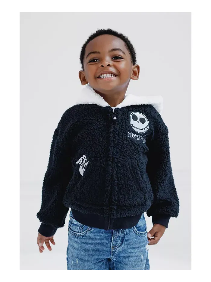 Детская уютная худи с шерпой для мальчиков Baby Boys Cosplay Hoodie Cozy Sherpa Nightmare Before — изображение 3 из 3, черный