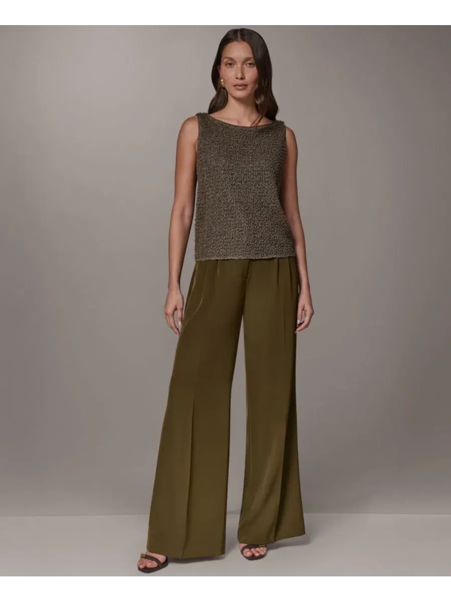 Топ без рукавов с лодочкой, металлизированный Donna Karan New York — изображение 2 из 7, оливковый