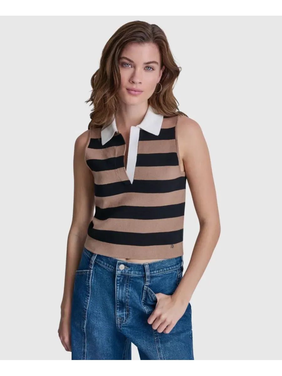 Джемпер-поло без рукавов с воротником, с полосками DKNY Jeans