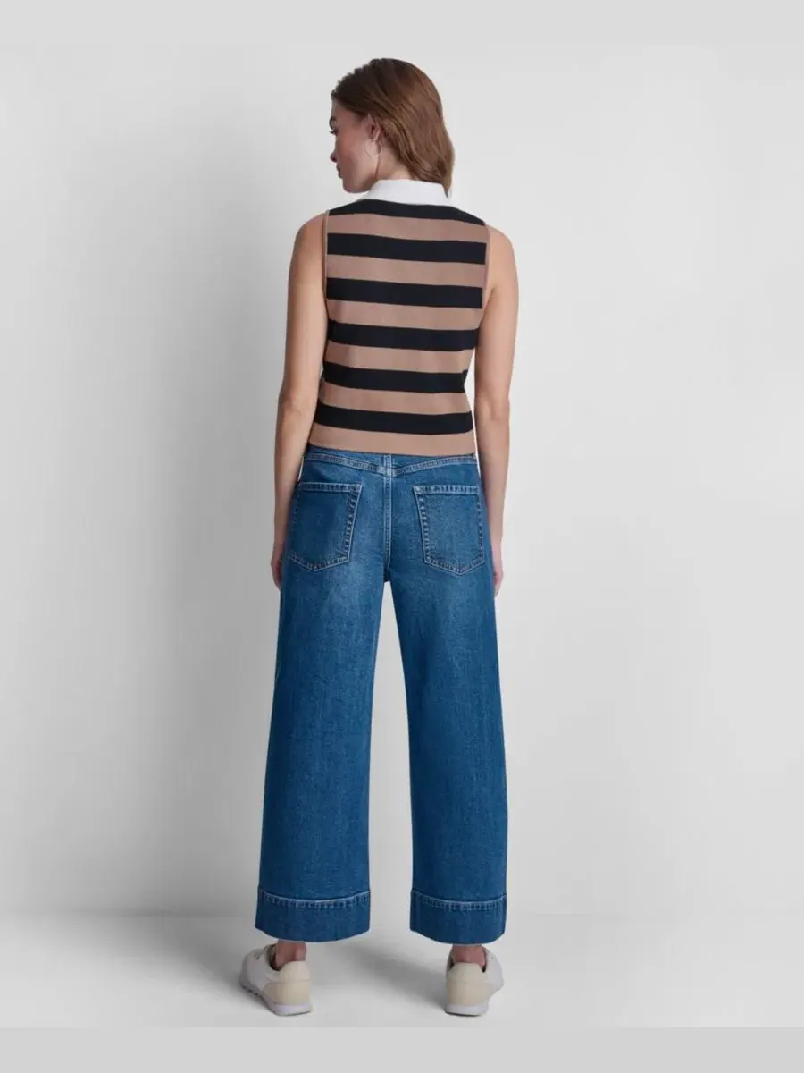 Джемпер-поло без рукавов с воротником, с полосками DKNY Jeans — изображение 6 из 6, черный/белый