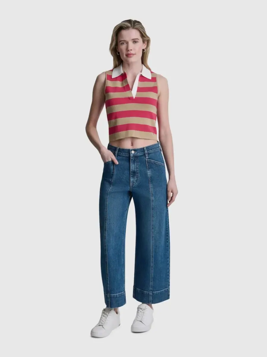 Женский укороченный топ-поло без рукавов с полоской DKNY Jeans — изображение 2 из 5, белый