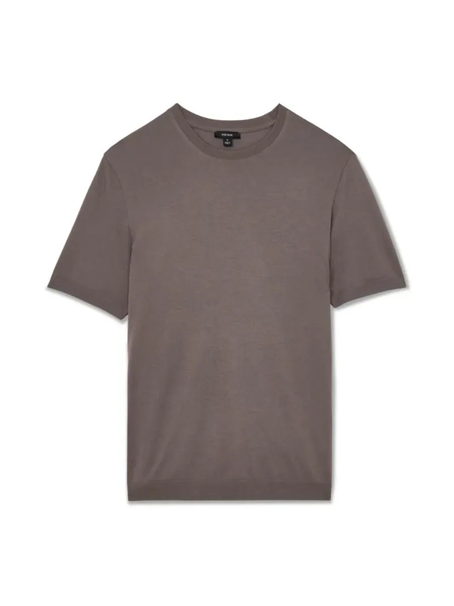 Футболка с длинным рукавом из коттон-модала Chad Fine Rib Crew Neck T-Shirt REISS — изображение 4 из 5, коричневый