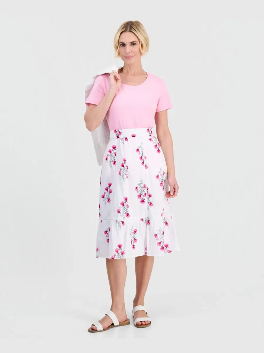 Юбка-миди из хлопка с вышивкой Petite Cotton Floral-Embroidered Midi Skirt Style & Co