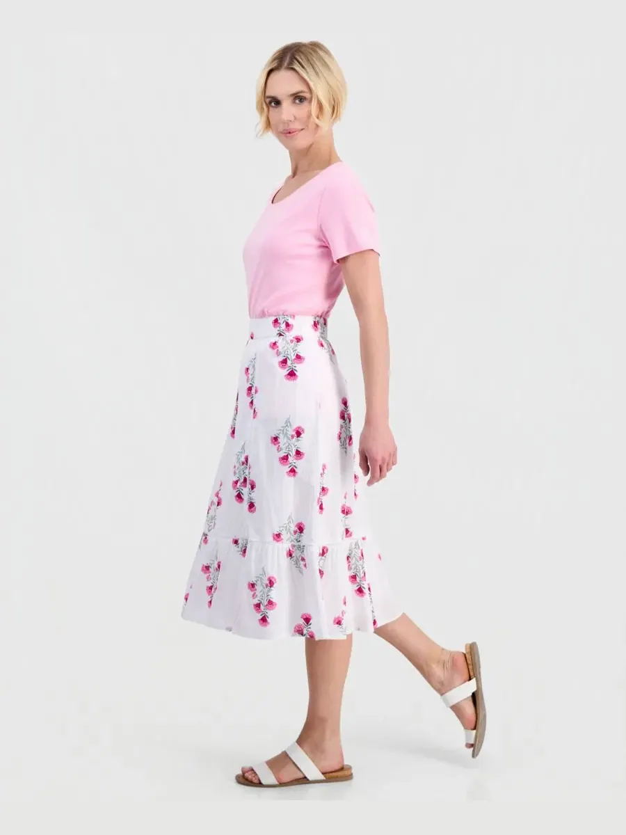 Юбка-миди из хлопка с вышивкой Petite Cotton Floral-Embroidered Midi Skirt Style & Co — изображение 2 из 4, яркий белый