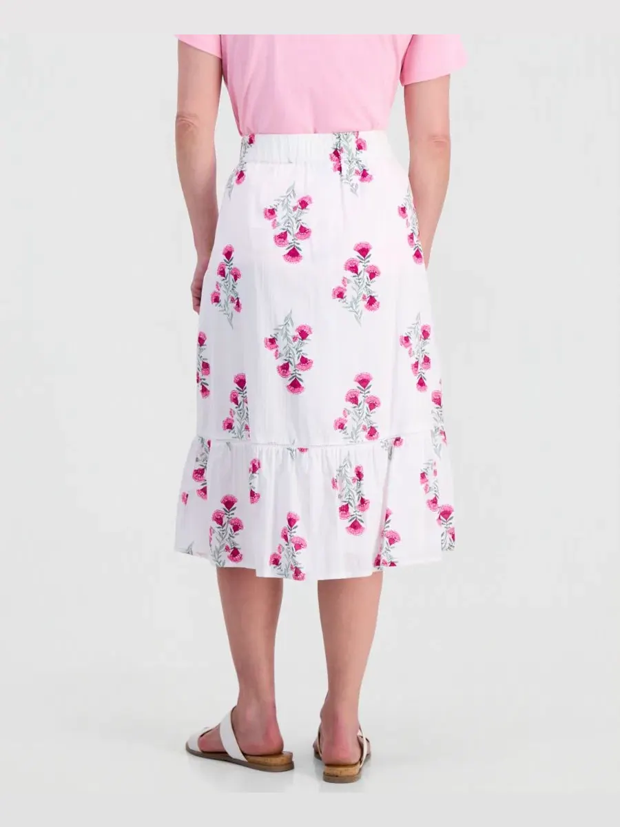 Юбка-миди из хлопка с вышивкой Petite Cotton Floral-Embroidered Midi Skirt Style & Co — изображение 4 из 4, яркий белый