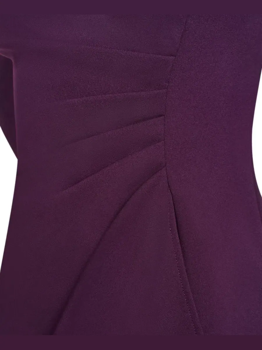 Платье-футляр с драпировкой и лодочкой, 3/4 рукав DKNY — изображение 4 из 5, изюмный фиолетовый