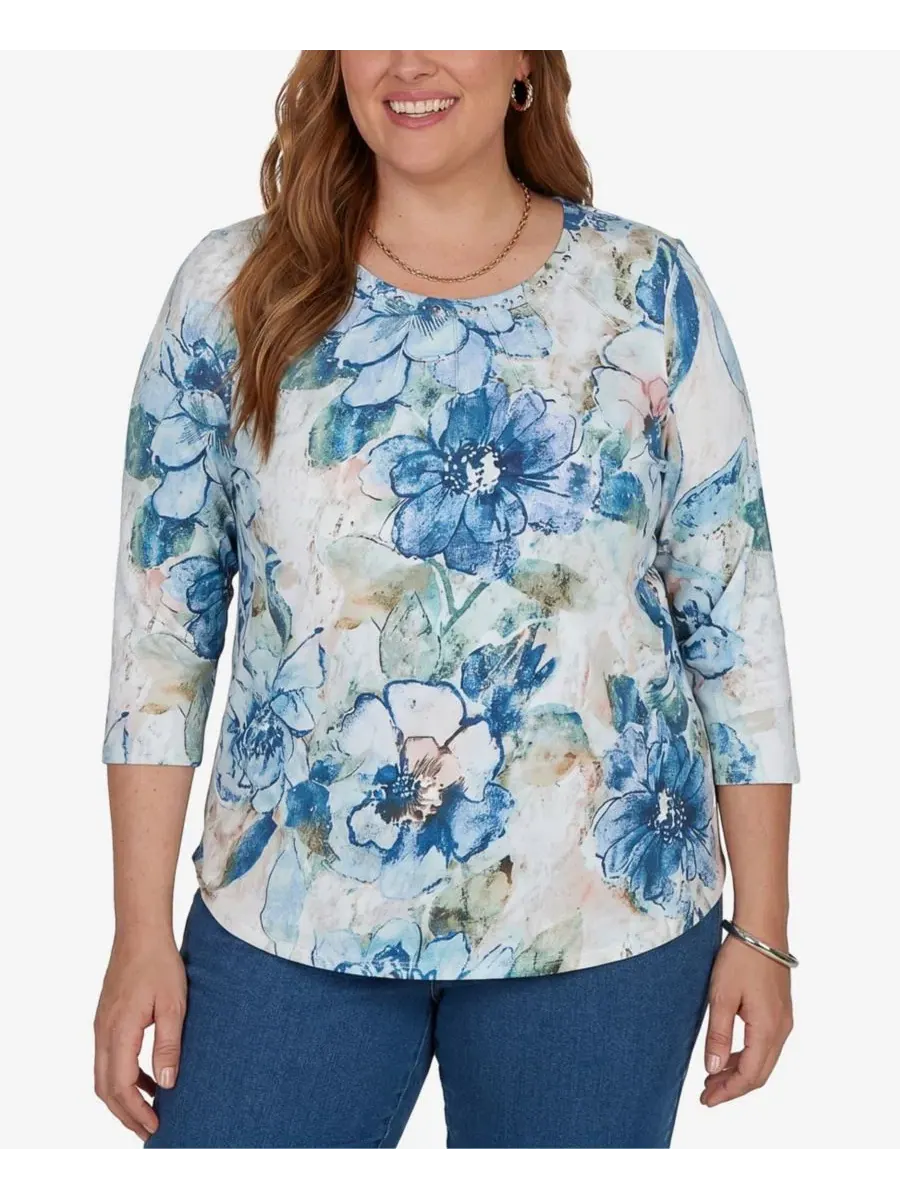 Футболка с принтом Etched Florals Alfred Dunner