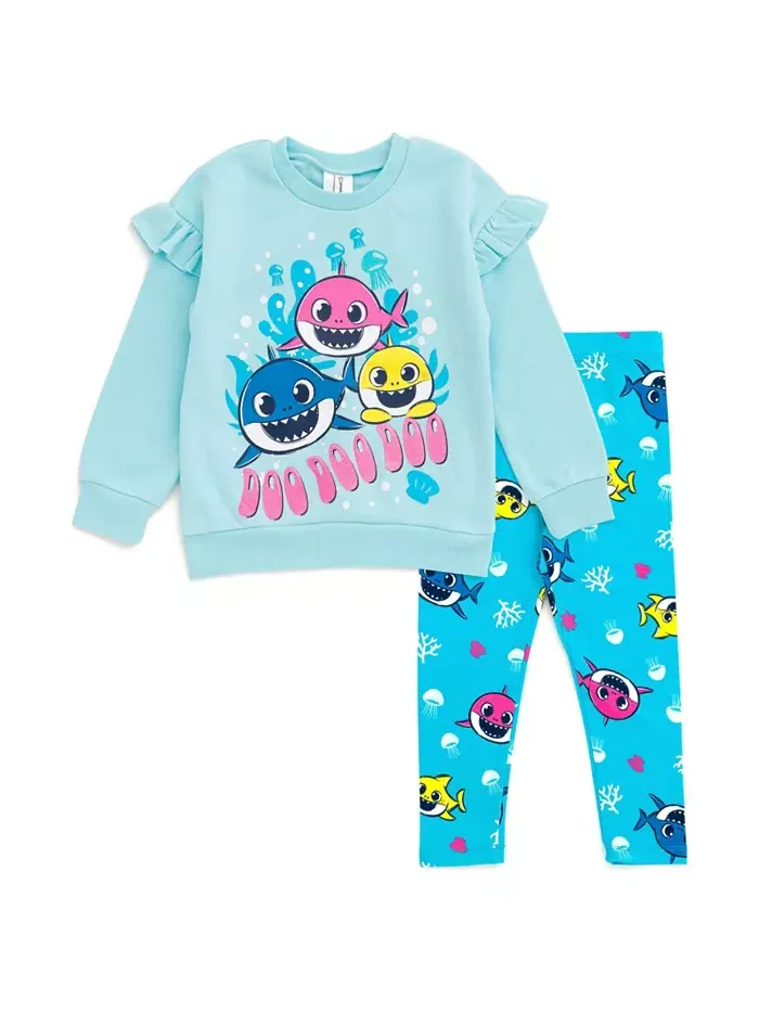 Комплект для девочки Toddler Girls Pinkfong Shark: флисовая толстовка и брюки Baby Shark — синий